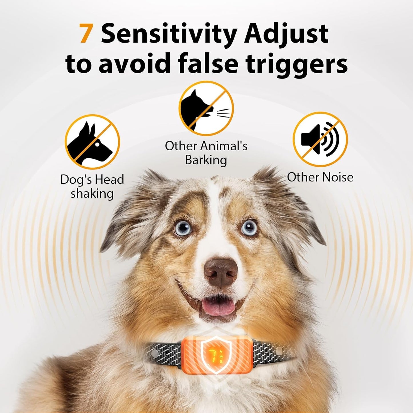 dog wearing KJKZO bark collar while playing outside. KJKZO anti-bark collar with fast 0.1s response time. no shock dog training collar with beep and vibration. KJKZO rechargeable dog collar with USB Type-C cable. smart anti-bark collar with false trigger prevention. waterproof dog bark collar for outdoor use. adjustable bark collar for dogs with 8–24 inch neck. lightweight no bark collar for small breed dog. dog barking behavior corrected with training collar. KJKZO humane dog collar safe for puppies 6 mont