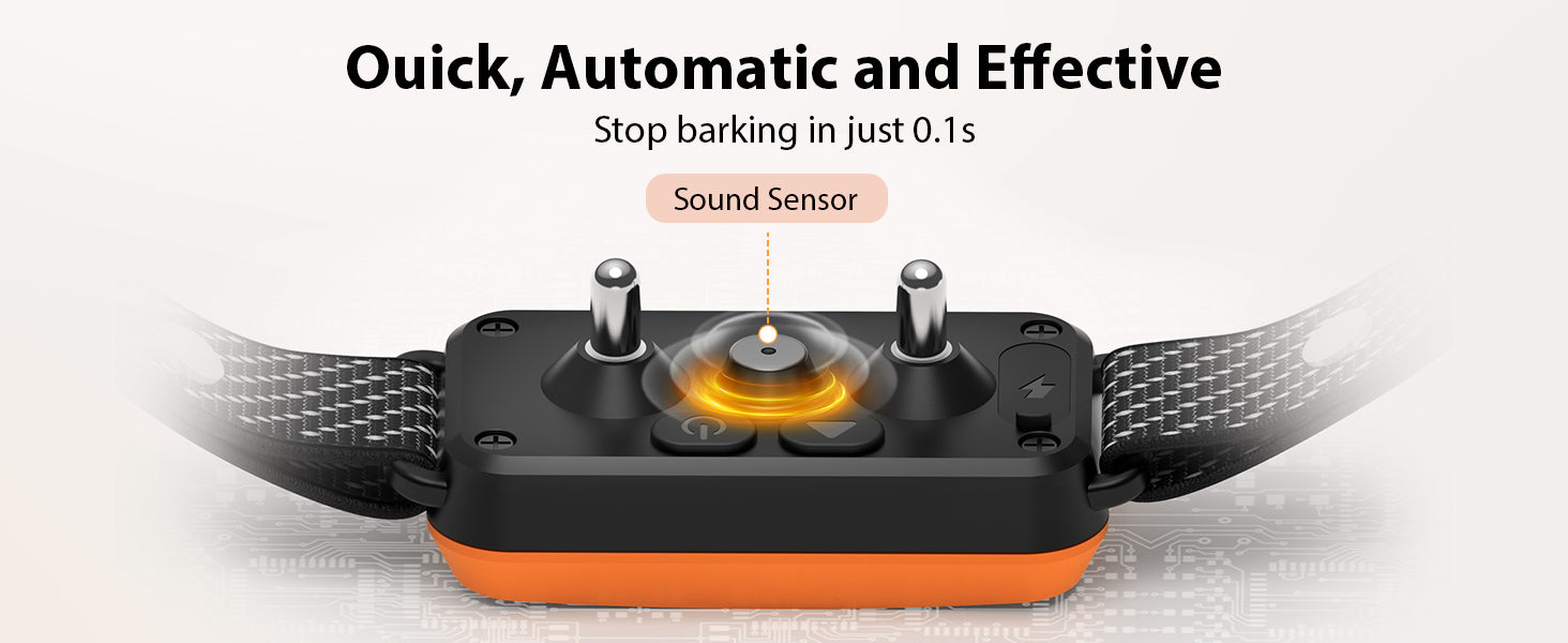 dog wearing KJKZO bark collar while playing outside. KJKZO anti-bark collar with fast 0.1s response time. no shock dog training collar with beep and vibration. KJKZO rechargeable dog collar with USB Type-C cable. smart anti-bark collar with false trigger prevention. waterproof dog bark collar for outdoor use. adjustable bark collar for dogs with 8–24 inch neck. lightweight no bark collar for small breed dog. dog barking behavior corrected with training collar. KJKZO humane dog collar safe for puppies 6 mont
